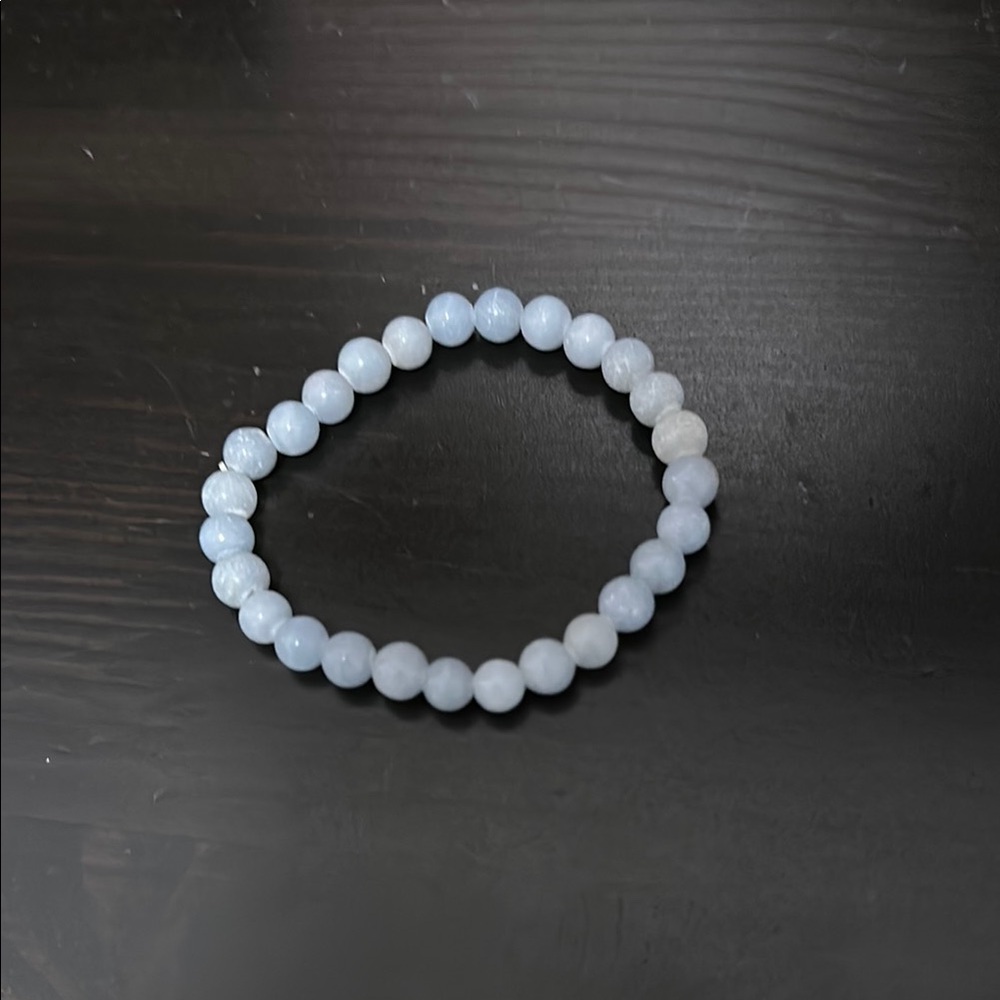 Angelite Gemstone Light Blue Beaded Bracelet